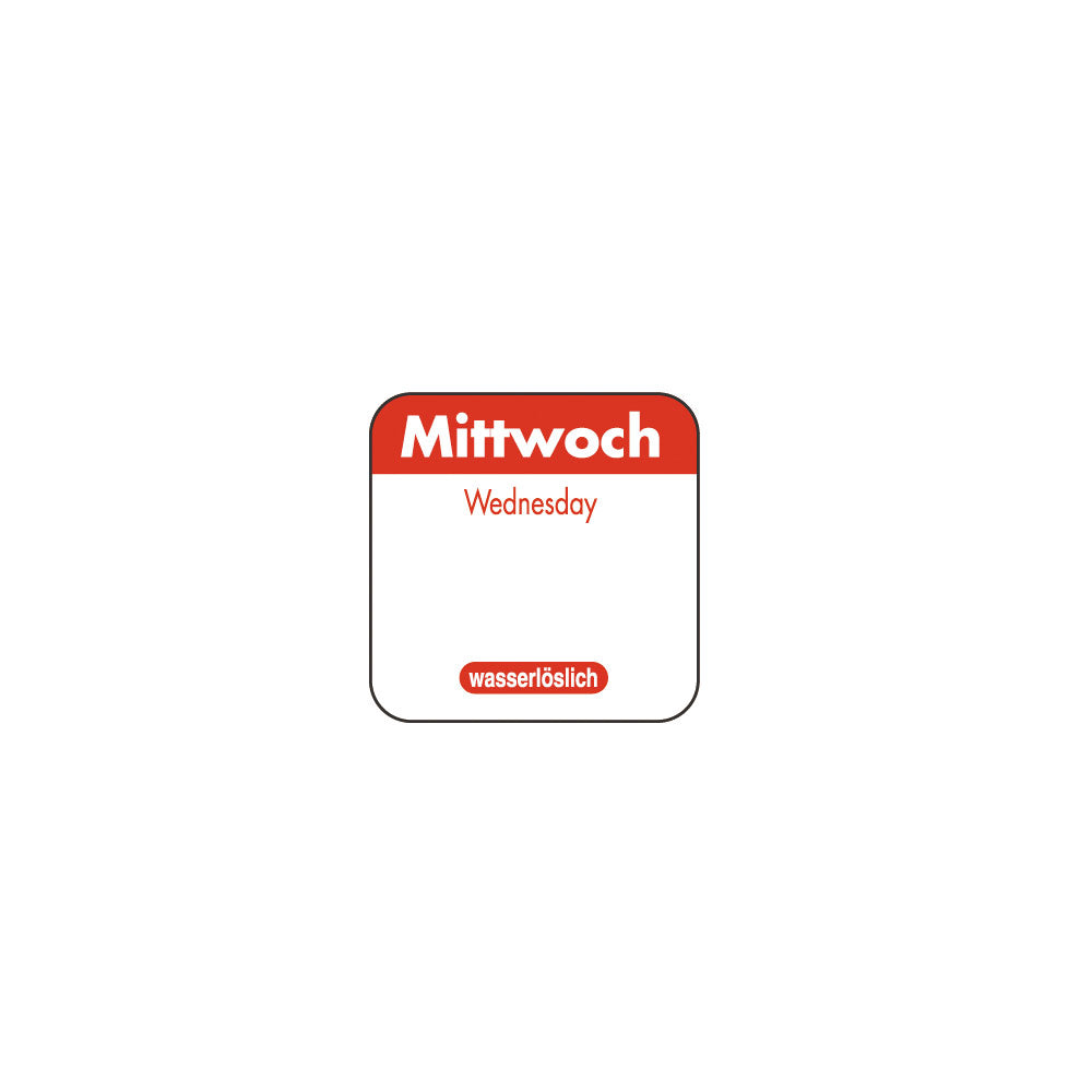 Tages-Etiketten 1" wasserlöslich - "Mittwoch" (1.000 Stück)