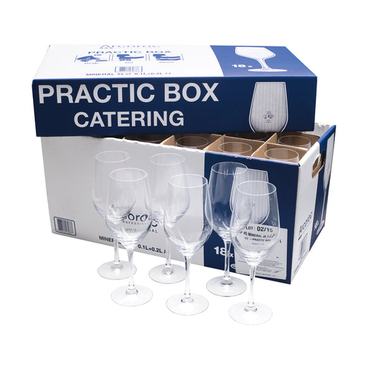 PRACTIC BOX MINERAL Weinglas (18 Stück) - 45 cl - geeicht /-/ 0,1 l + 0,2 l