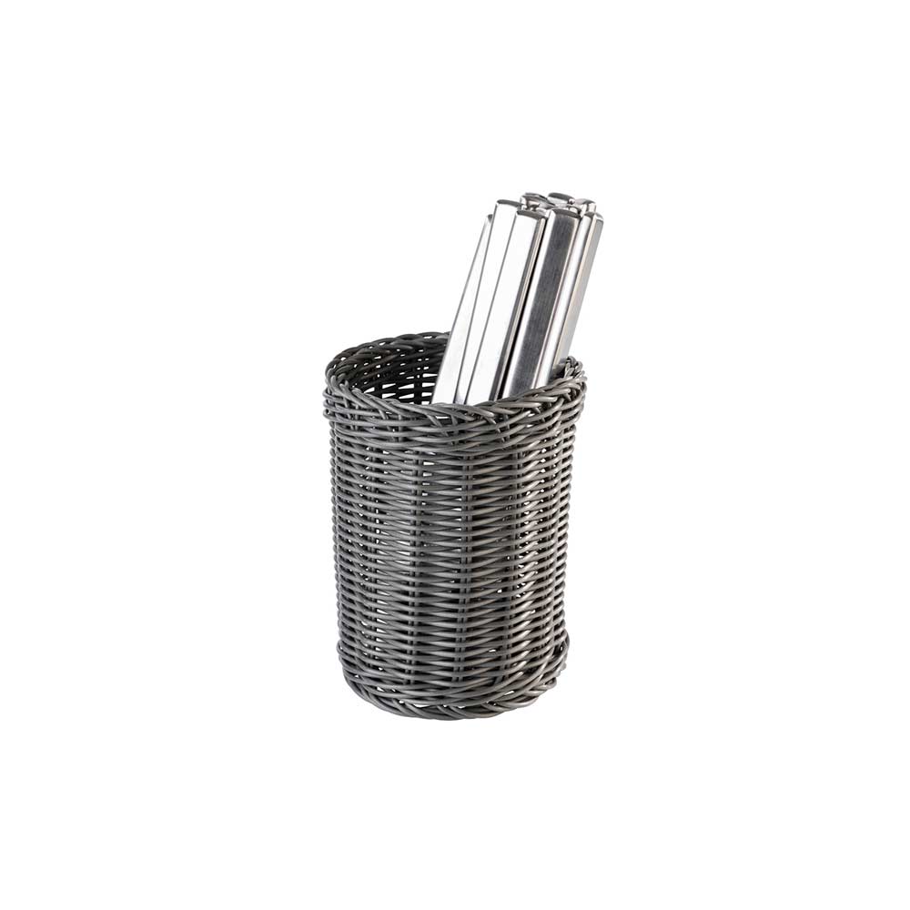 Besteckkorb - Ø 12 x 15 cm - PP-Rattan - Anthrazit