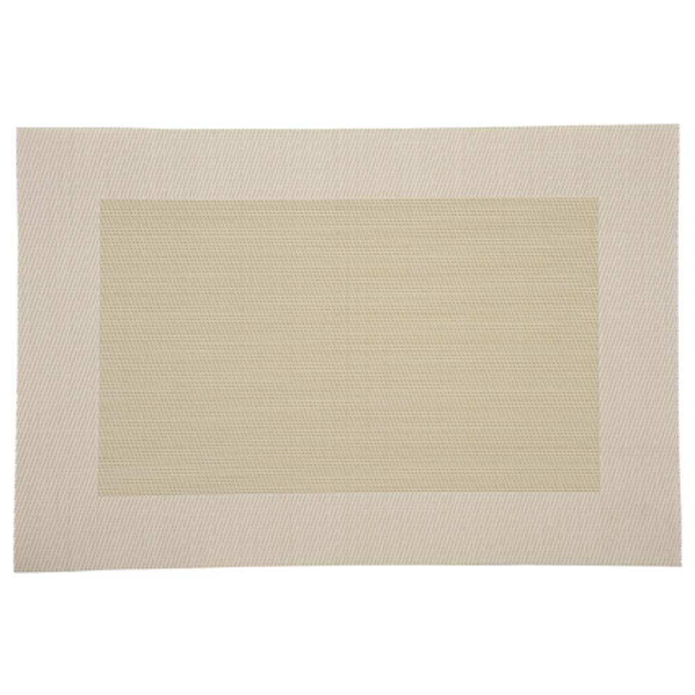 Platzset aus Kunststoffgeflecht 43 x 29 cm Beige mit Rand robust & pflegeleicht