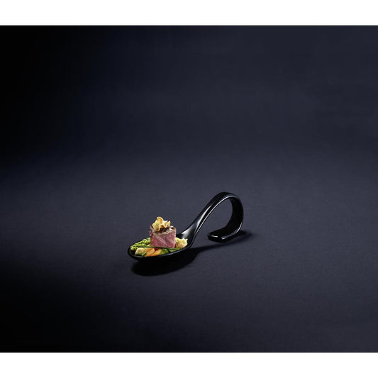 Gourmet- & Fingerfood-Löffel aus Porzellan 14 x 4,5 cm Schwarz