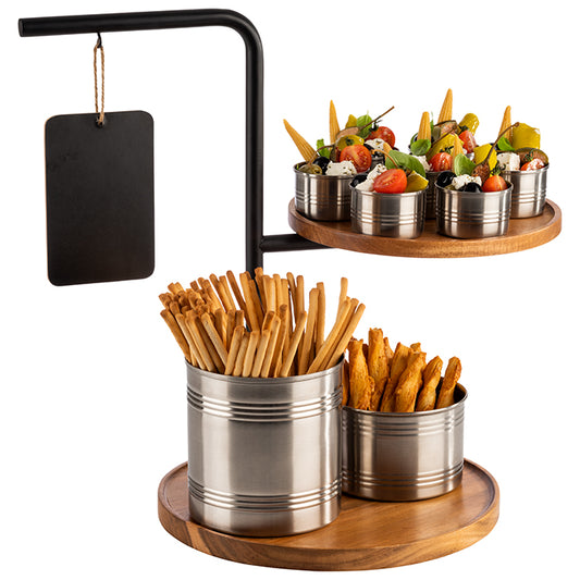 ALL ROUNDER Etagère 2 - stufige - 30 x 47 cm - Schwarz, Braun - Metall/Holz