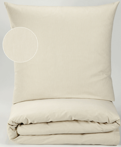 SOFIA Bettbezug mit Streifen - 140 x 210 cm - Satin - Weiß/Beige