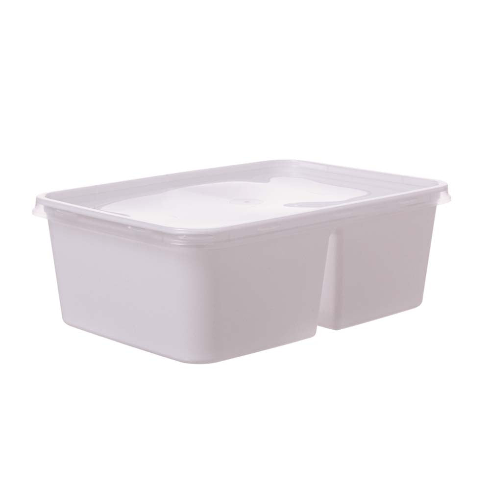 Menüschale - PP - 17,5 x 11,9 x 6 cm - 750 ml - Weiß - 2-geteilt (500 Stück)