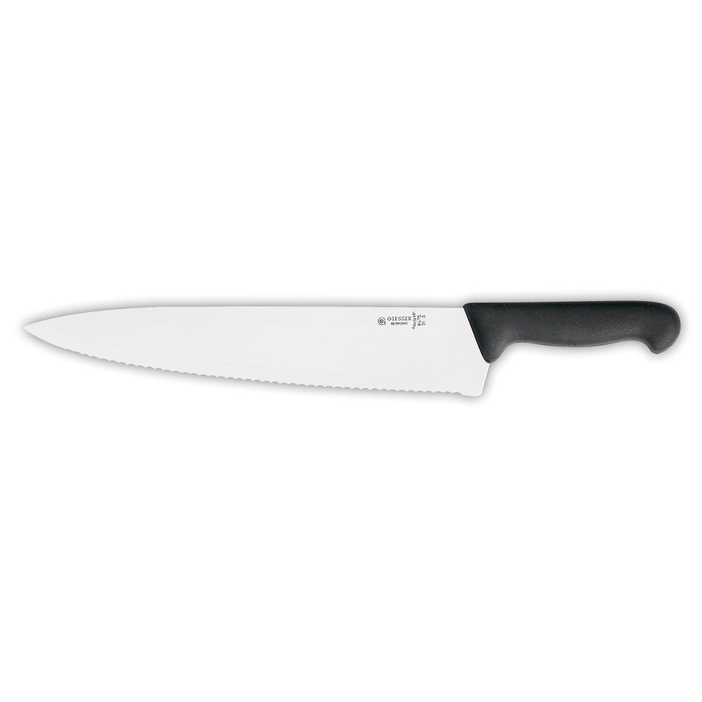 Kochmesser - Klinge 31 cm (Wellenschliff) - Schwarz