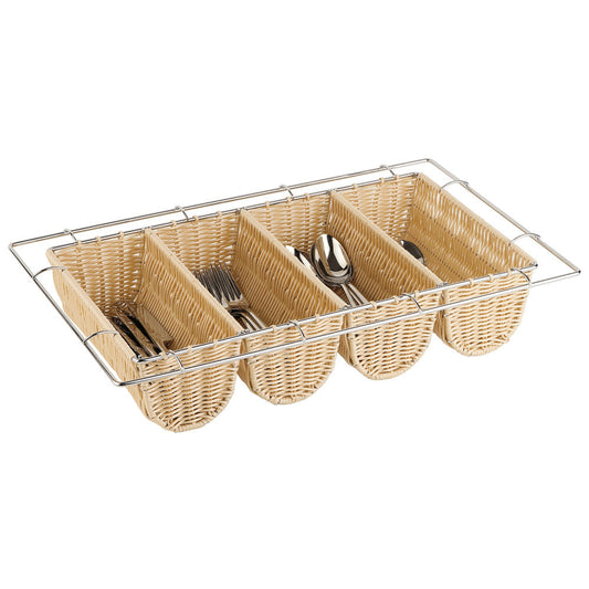 Besteckbehälter (GN 1/1) - mit 4 Fächern - Poly-Rattan