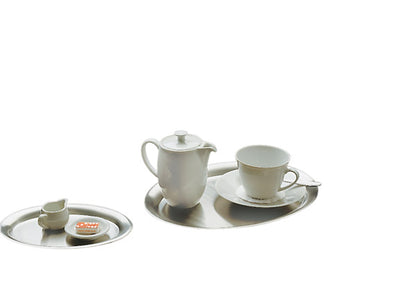 Café-Tablett oval - 19 x 15 cm (Edelstahl mattiert)