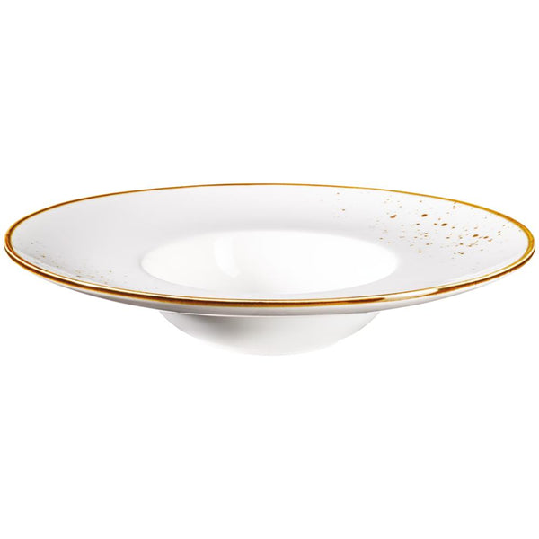 PINTAR Pastateller - 25 cl - (Ø 26 x 5 cm) - Weiß mit braunen Punkten