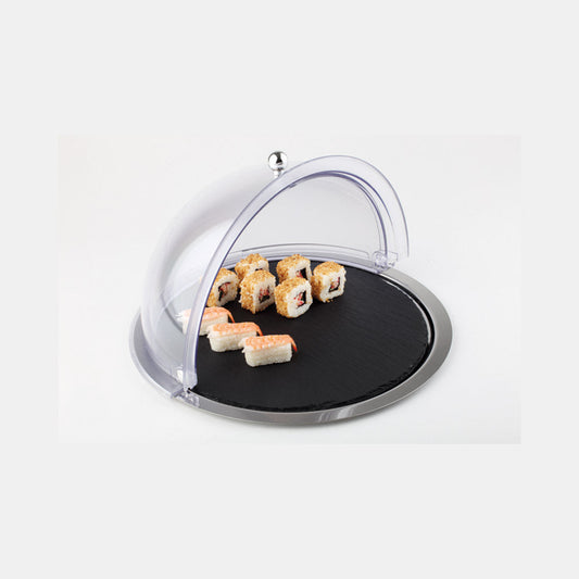 Buffet-Set 3-teilig - rund (Tablett, Schieferplatte & Haube)