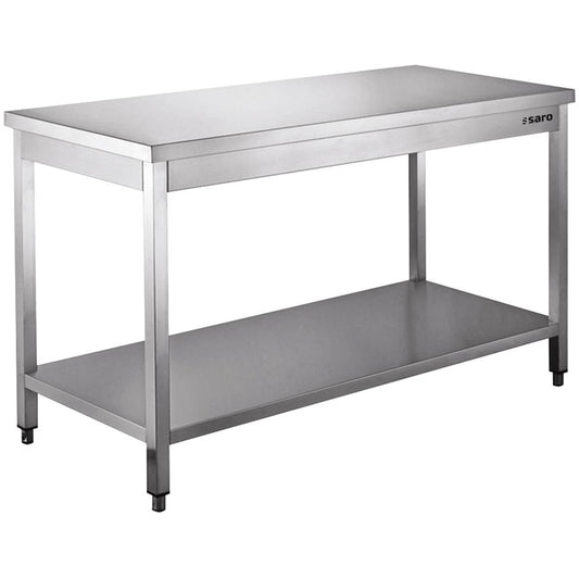 Edelstahl Arbeitstisch mit Grundboden - 1200 x 700 x 850 mm