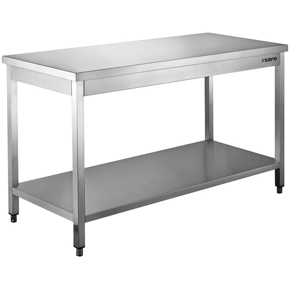 Edelstahl Arbeitstisch mit Grundboden - 2000 x 600 x 850 mm