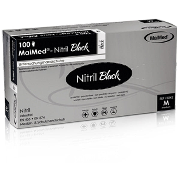Nitril-Einmalhandschuhe, schwarz ungepudert - Größe M (100 Stück)