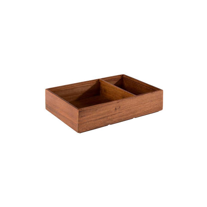 WOODY 2-fach Holzbox/Tischbehälter aus Akazienholz  22,5 x 15 x 5,5 cm, Servierbox für Brot & Menag