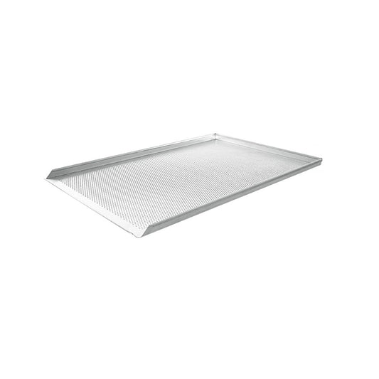 Backblech Aluminium perforiert - 60 x 40 cm - Ränder dreiseitig 90°, kurze Seite 45°