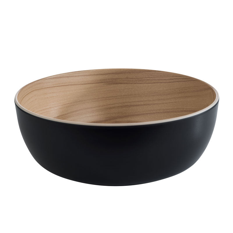 FRIDA Schüssel Ø 30 x 9,5 cm - Melamin - (4,7 l) - Holz/Schwarz