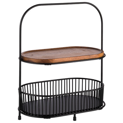 ALL-ROUNDER 2-stufige Etagère (5-tlg.) - 31 x 17 x 37.5 cm - Akazie. Metall