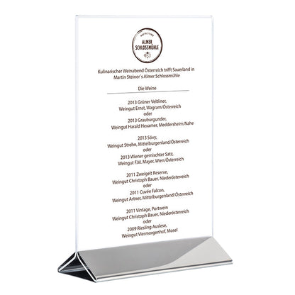 SIGN Kartenhalter, 2 - teilig - 15 x 7 x 23 cm - Transparent, Edelstahl