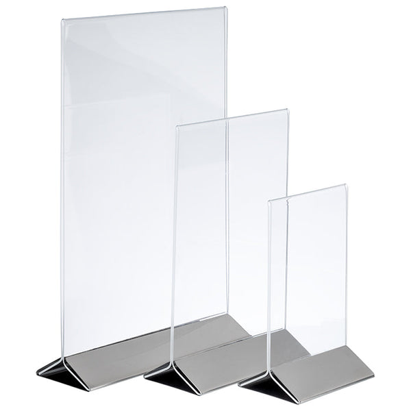 SIGN Kartenhalter, 2 - teilig - 15 x 7 x 23 cm - Transparent, Edelstahl