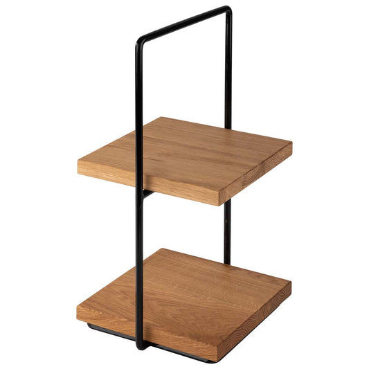 PERFECTO SMALL -  Etagère - 2 stufig - 21 x 23 x 40,5 cm - Metal/Eichenholz