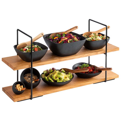 PERFECTO LARGE -  Etagère - 2  stufig - 80 x 23 x 40,5 cm - Metal/Eichenholz