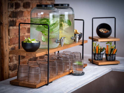 PERFECTO LARGE -  Etagère - 2  stufig - 80 x 23 x 40,5 cm - Metal/Eichenholz