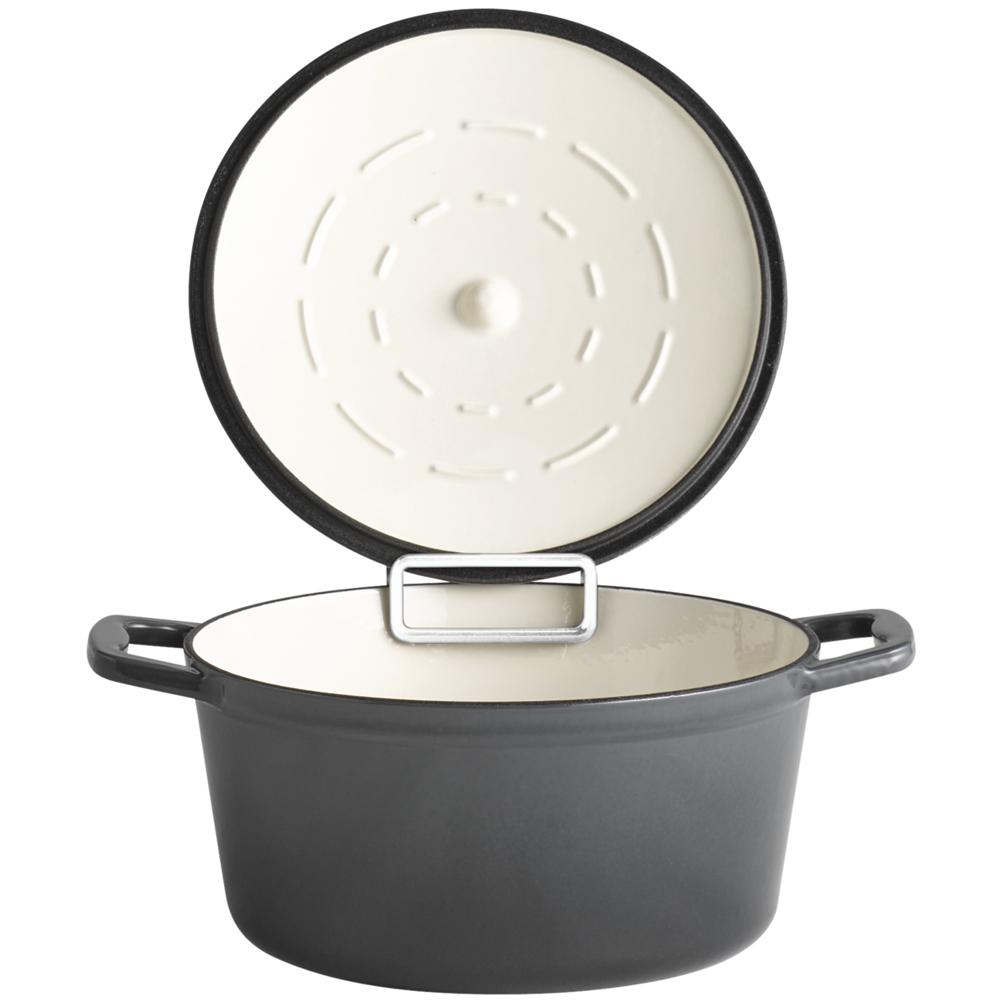 5 STARS Gusseisentopf mit Deckel - 4 l - (Ø 25 x 11,5 cm) - Anthrazit