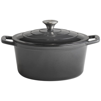 5 STARS Gusseisentopf mit Deckel - 4 l - (Ø 25 x 11,5 cm) - Anthrazit