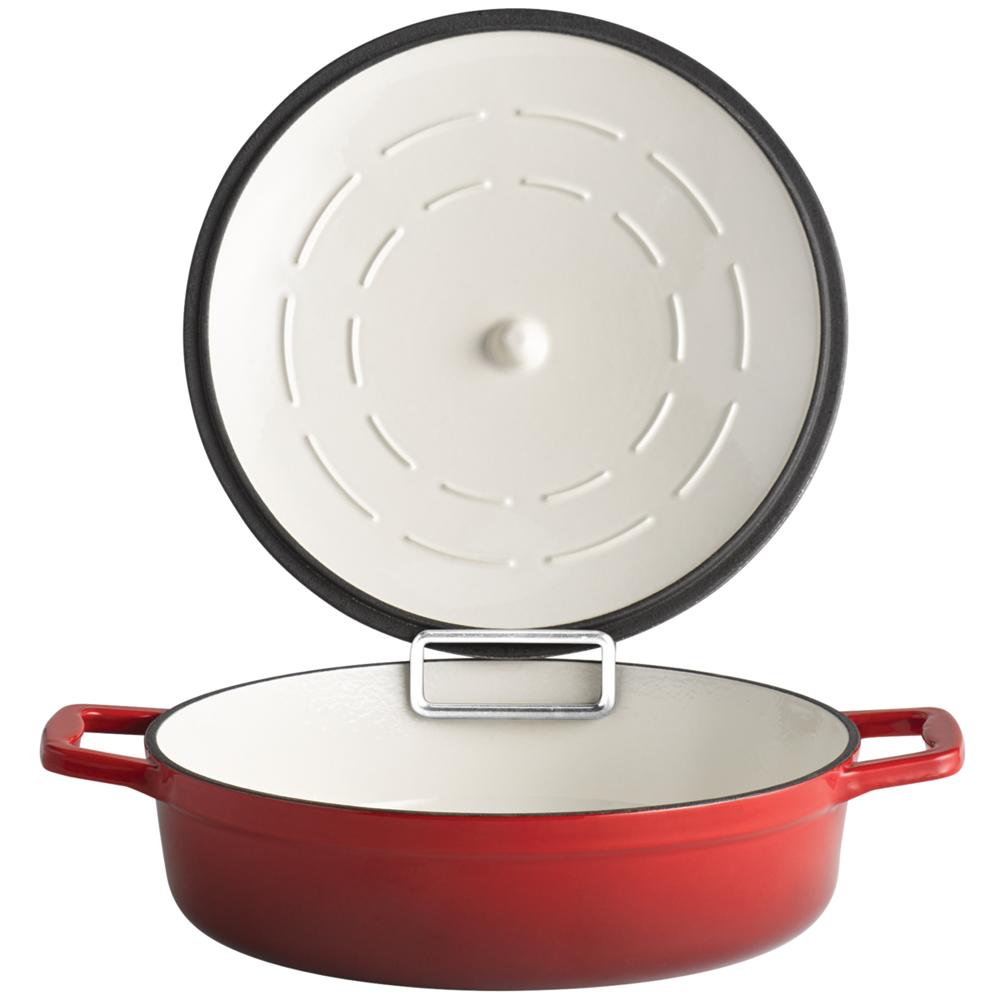 5 STARS Gusseisenbräter mit Deckel - 3 l - (Ø 28 x 13 cm) - Rot