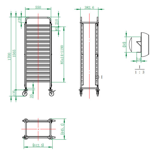 ECOLINE Regalwagen für 15 x GN 1/1